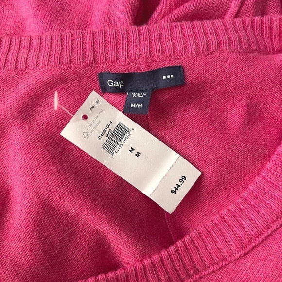 GAP Pullover Sweater Soft Cotton Rayon Blend Rose Fuchsia Bracelet Length Sleeve - Picture 10 of 14